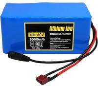 CUCKQUIC Batería de Iones de Litio de 60 V, 30 Ah, 16S2P con BMS y Cargador de 67,2 V y 2 A para Motor de 500 W a 800 W, Bicicleta eléctrica y Scooter. XT60