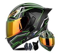 CUCKQUIC Bluetooth Casco Modular, Integral De Motocicleta, Visera Abatible Casco Integral, Altavoz Integrado Scooter Transpirable Aprobado ECE-para Adultos E,M=57~58CM