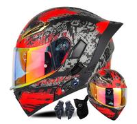 CUCKQUIC Bluetooth Casco Modular, Integral De Motocicleta, Visera Abatible Casco Integral, Altavoz Integrado Scooter Transpirable Aprobado ECE-para Adultos A,M=57~58CM