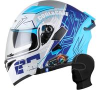 CUCKQUIC Casco De Moto Modular con Bluetooth, Abatible, Integral, Homologado por La ECE, con Altavoces De Doble Visera, Ligero, Antivaho Y Ventilado, para Hombres, Mujeres Y Viajeros. A,L=59~60CM