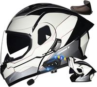 CUCKQUIC Casco de Motocicleta abatible con Bluetooth, Doble Visera, Modular, con certificación ECE/Dot, Integral con micrófono de Respuesta automática, para Adultos, Mujeres y Hombres. G,L=59-60cm