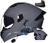 CUCKQUIC Casco de Motocicleta abatible con Bluetooth, Doble Visera, Modular, con certificación ECE/Dot, Integral con micrófono de Respuesta automática, para Adultos, Mujeres y Hombres. D,XXL=63-64cm