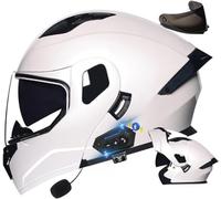 CUCKQUIC Casco de Motocicleta abatible con Bluetooth, Doble Visera, Modular, con certificación ECE/Dot, Integral con micrófono de Respuesta automática, para Adultos, Mujeres y Hombres. C,M=57-58cm