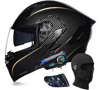 CUCKQUIC Casco de Motocicleta abatible con Bluetooth, Modular, Integral, con Visera Doble y micrófono Integrado para Respuesta automática. J,M=57-58cm