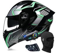 CUCKQUIC Casco de Motocicleta abatible con Bluetooth, Modular, Integral, con Visera Doble y micrófono Integrado para Respuesta automática. G,M=57-58cm