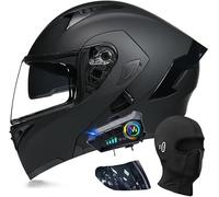 CUCKQUIC Casco de Motocicleta abatible con Bluetooth, Modular, Integral, con Visera Doble y micrófono Integrado para Respuesta automática. B,M=57-58cm
