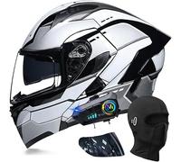 CUCKQUIC Casco de Motocicleta abatible con Bluetooth, Modular, Integral, con Visera Doble y micrófono Integrado para Respuesta automática. M,M=57-58cm