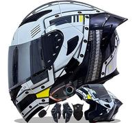 CUCKQUIC Casco de Motocicleta Modular Integral con Bluetooth Integrado, abatible hacia Arriba, homologado por Dot/ECE, con Doble Visera y Correa para la Barbilla, para Hombres y Mujeres. I,XL=59-60cm