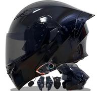 CUCKQUIC Casco de Motocicleta Modular Integral con Bluetooth Integrado, abatible hacia Arriba, homologado por Dot/ECE, con Doble Visera y Correa para la Barbilla, para Hombres y Mujeres. B,L=57-58cm