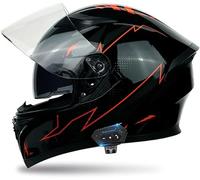 CUCKQUIC Casco Integral De Motocicleta con Bluetooth, Homologado por La ECE, con Doble Visera Y Micrófono para Adultos, Hombres Y Mujeres. C,XL(61~62cm)