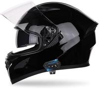 CUCKQUIC Casco Integral De Motocicleta con Bluetooth, Homologado por La ECE, con Doble Visera Y Micrófono para Adultos, Hombres Y Mujeres. E,XXL(63~64cm)