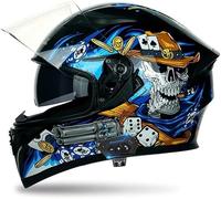 CUCKQUIC Casco Integral De Motocicleta con Bluetooth, Homologado por La ECE, con Doble Visera Y Micrófono para Adultos, Hombres Y Mujeres. F,XXL(63~64cm)