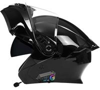 CUCKQUIC Casco Modular De Motocicleta con Bluetooth, Abatible hacia Arriba, con Doble Visera, Forro Extraíble, Ranura Reservada para Auriculares Bluetooth, Certificado ECE para Hombres G,M(57~58CM)