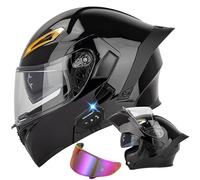 CUCKQUIC Casco Modular De Motocicleta con Bluetooth, Casco Integral De Motocross Abatible, Homologado por Dot, Doble Antivaho con Cola, Altavoz Doble Integrado con Micrófono para Adultos F,XL=61-62CM