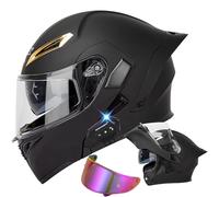 CUCKQUIC Casco Modular De Motocicleta con Bluetooth, Casco Integral De Motocross Abatible, Homologado por Dot, Doble Antivaho con Cola, Altavoz Doble Integrado con Micrófono para Adultos H,L=59-60CM