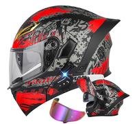 CUCKQUIC Casco Modular De Motocicleta con Bluetooth, Casco Integral De Motocross Abatible, Homologado por Dot, Doble Antivaho con Cola, Altavoz Doble Integrado con Micrófono para Adultos B,XL=61-62CM