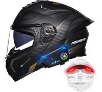 CUCKQUIC Casco Motocicleta Abatible con Bluetooth - Cascos Motocicleta Modulares Doble Visera - Micrófono con Altavoz Doble Manos Libres Y Respuesta Automática Sin Ruido Aprobado ECE/Dot E,M(57-58cm)