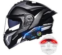 CUCKQUIC Casco Motocicleta Abatible con Bluetooth - Cascos Motocicleta Modulares Doble Visera - Micrófono con Altavoz Doble Manos Libres Y Respuesta Automática Sin Ruido Aprobado ECE/Dot G,M(57-58cm)