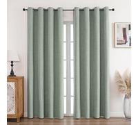 CUCRAF Cortina 100% Opaca de Lino con Ojales, Cortinas Oscurecedoras de 89" x 89" en Gris Verde, Juego de 2, Cortina Térmica para Protección contra el Frío y el Ruido para Salón Dormitorio