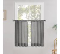 CUCRAF Cortina de Cocina de Lino Semitransparente, con Bolsillo para Varilla, Gris Paquete de 1 Unidades 60An x 60Al cm, Aptas para Cocina Comedor Baño y Pequeñas Ventanas