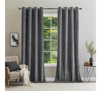 CUCRAF Cortina de terciopelo con ojales, cortina térmica, protección contra el frío, juego de 2 unidades, 225 x 140 cm, color gris, elegantes cortinas de terciopelo insonorizadas, insonorizadas