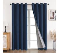 CUCRAF Cortina opaca con ojales, 2 unidades de 245 x 140 cm (alto x ancho), con aislamiento térmico, aspecto de lino, para invierno, ahorro de energía, cortina opaca con ojales, cortina azul