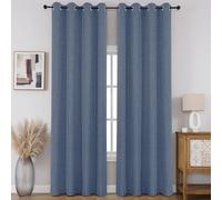 CUCRAF Cortinas 100% Opacas de Lino sintético con Aislamiento térmico y Ojales para Dormitorio o Sala de Estar, Juego de 2 Paneles de Cortina (Azul Cielo, 52 x 84 Pulgadas)