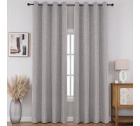 CUCRAF Cortinas 100% Opacas de Lino sintético con Aislamiento térmico y Ojales para Dormitorio o Sala de Estar, Juego de 2 Paneles de Cortina (Gris Claro, 52 x 95 Pulgadas)