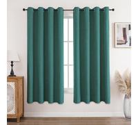CUCRAF Cortinas con ojales, opacas aspecto de lino, 100 % opacas, color verde bosque, alto 175 x ancho 140 cm (2 unidades), cortina térmica para salón