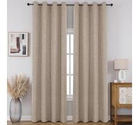 CUCRAF Cortinas de Lino sintético texturizadas 100% Opacas para Dormitorio, Aislamiento térmico, Cortinas de oscurecimiento de la habitación, Cortinas con Ojales para Sala de Estar, Juegos de 2