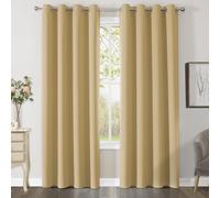 CUCRAF Cortinas Opacas 140An X 245Al cm 2 Piezas, Cortinas Térmicas Aislantes Anti Frío y Calor con Ojales, Ideal para Dormitorio Salón, uave y Duradera, Beige