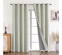 CUCRAF Cortinas opacas con ojales, color beige claro, 100 % opacas, juego de 2 unidades, 245 x 140 cm (alto x ancho x ancho), cortinas térmicas para salón, habitación infantil o dormitorio