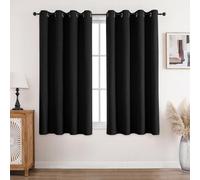 CUCRAF Cortinas opacas de lino 100% con ojales, color negro, 160 x 132 cm, juego de 2 unidades, térmicas, protección contra el frío, aislamiento acústico, para salón o dormitorio