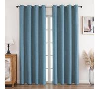 CUCRAF Cortinas opacas de lino 100% con ojales, cortinas opacas azul cielo, altura 229 x ancho 229 cm, juego de 2 unidades, térmicas, protección contra el frío, aislamiento acústico, para salón o