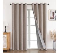CUCRAF Cortinas opacas para salón, aspecto de lino, 100 % opacas, lino, 245 x 140 cm (2 unidades), cortinas con ojales térmicas opacas