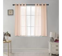CUCRAF Cortinas transparentes con ojales, para salón y dormitorio, 160 x 140 cm, juego de 2 unidades, cortinas translúcidas rosa bebé, lisos, fáciles de limpiar y sin arrugas, con aspecto de lino