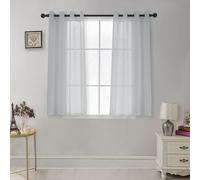 CUCRAF Cortinas transparentes con ojales - para salón y dormitorio, 175 x 140 cm, juego de 2 cortinas translúcidas gris azul, cortinas de un solo color, fáciles de cuidar y sin arrugas, aspecto de