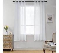 CUCRAF Cortinas transparentes con ojales, para salón y dormitorio, 175 x 140 cm, juego de 2 unidades, cortinas translúcidas blancas, de fácil cuidado y sin arrugas en aspecto de lino