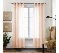 CUCRAF Cortinas transparentes con ojales - para salón y dormitorio, 225 x 140 cm, juego de 2 cortinas translúcidas de color rosa bebé, cortinas de aspecto liso y sin arrugas de un solo color con