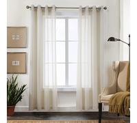 CUCRAF Cortinas transparentes con ojales para salón y dormitorio, 275 x 140 cm, juego de 2 cortinas de lino, cortinas monocromáticas, fáciles de limpiar, con aspecto de lino