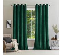 CUCRAF Juego de 2 cortinas de terciopelo con ojales, opacas y opacas, 245 x 140 cm, lujosas cortinas térmicas para salón y dormitorio (verde)