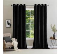 CUCRAF Juego de 2 cortinas de terciopelo con ojales, opacas y opacas, 245 x 140 cm, lujosas cortinas térmicas para salón y dormitorio (negro)