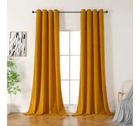 CUCRAF Juego de 2 cortinas de terciopelo con ojales, opacas y opacas, 245 x 140 cm, lujosas cortinas térmicas para salón y dormitorio (amarillo)