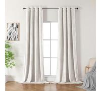 CUCRAF Juego de 2 cortinas opacas de terciopelo con ojales, 240 x 132 cm (alto x ancho), lujosas cortinas térmicas para salón y dormitorio (marfil)