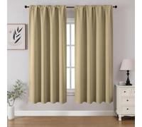 CUCRAF Juego de 2 Paneles de Cortinas Opacas Beige de 54 Pulgadas de Largo, Cortinas de oscurecimiento de habitación con Bolsillo para cortinero, Cortinas para Dormitorio, Sala de Estar, Cortina