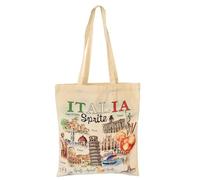 CUCUBA Bolsa de algodón con dos asas, diseño Italia Spritz y monumentos dibujados Pisa Firenze, Roma, Milán, Venecia, reutilizable para la compra y el tiempo libre, 42 x 38 cm