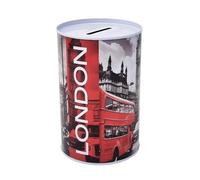 CUCUBA Hucha con diseño de Londres con imágenes Double Decker y Big Ben de metal, no se puede abrir, 13 x 8 cm
