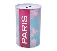 CUCUBA Hucha con diseño de París con la Torre Eiffel, de metal, no se puede abrir, 13 x 8 cm