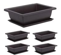 CUCUFA 10 por ciento de macetas de Entrenamiento de Bonsai, Maceta de plástico Cuadrado con platillo 9.1x6.7x3.1 Pulgadas de árboles de Bonsai con macetas de jardín para la Flor, pequeño