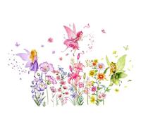 CUCUFA Calcomanías de Pared de Hadas 3pcs, Princesas de Flores y calcomanías de Mariposas, Arte de Pared de pelado y Palo para Dormitorio de niñas, habitación para niños